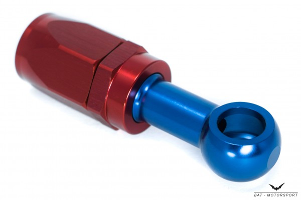 Dash 8 / -8 AN / JIC 8 M12 (12.3mm) Eye Banjo NBR Hose Fitting Red/Blue Anodized